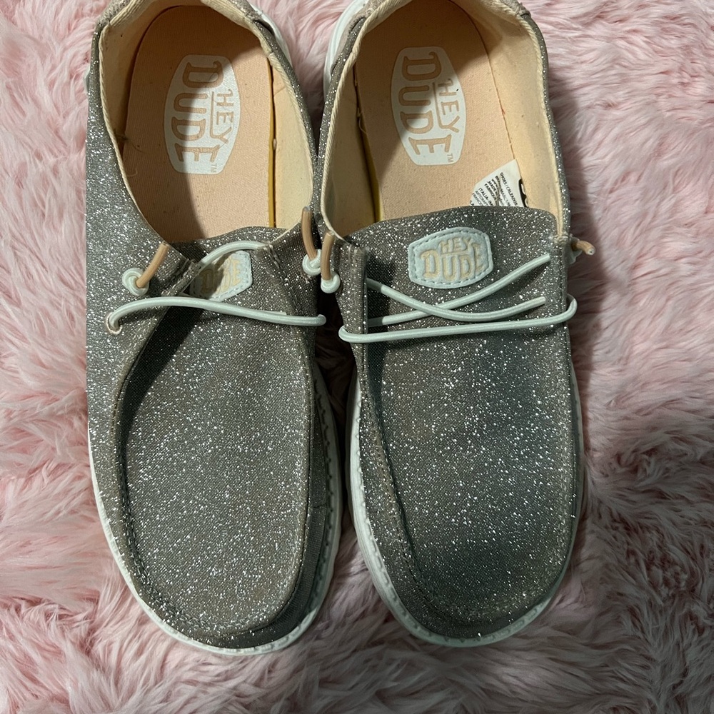 Hey Dude Sparkly Gray Loafers